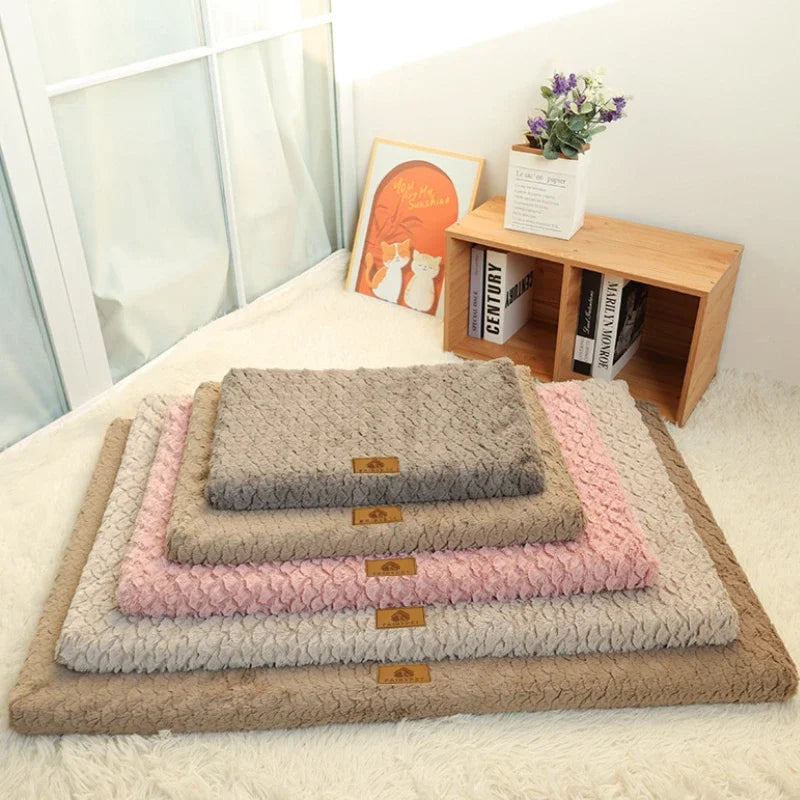 3D Foam Pet Bed with Removable Washable Faux Fur Cover Orthopedic Waterproof Dog Bed for Crate Anti-Slip Bottom Dog Beds mats