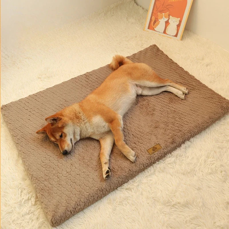 3D Foam Pet Bed with Removable Washable Faux Fur Cover Orthopedic Waterproof Dog Bed for Crate Anti-Slip Bottom Dog Beds mats
